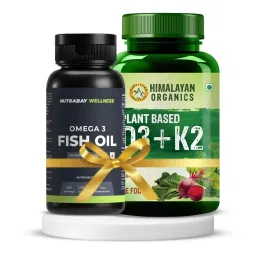 Bone and heart support | Himalayan Organics Plant Based D3 + K2 - 120 Veg Capsules + Nutrabay Wellness Omega 3 Fish Oil - 1000mg, 60 Capsules | 180 mg EPA & 120 mg DHA-image-73