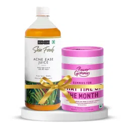Acne Care and Menstrual Health Support | Kapiva Acne Ease Juice 1 L + Power Gummies That Time of The Month, 40 gummies-image-25