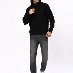 R&B Black Cotton Regular Fit Hoodie image 5