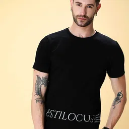 Estilocus Men Solid Round Neck Cotton T-shirt-image-65