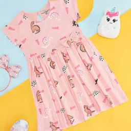 Pantaloons Junior Kids Peach Cotton Printed Dress-picture-15