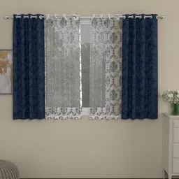 ROSARA HOME Blue & Grey Set of 4 Window Curtains-image-7