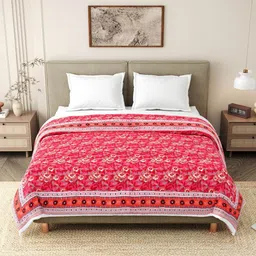 The Craft Monk Pink Floral Mild Winter 350 GSM Quilt image 5