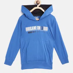 CHIMPRALA Kids Blue & White Printed Antimicrobial Cotton Hooded Sweatshirt-picture-12
