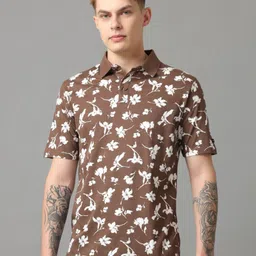 Voi Jeans Men Floral Printed Polo Collar Cotton T-shirt-picture-18