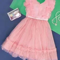 Pantaloons Junior Peach Cotton Regular Fit Dress-image-32