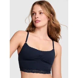 victoria's secret intimates Victoria's Secret Pink Bralettes And Bra Tops Cotton Dorm Lightly Lined Bralette Blue image 1