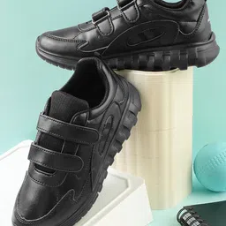 LIBERTY Patch Detailed Double Velcro Closure School Shoes - Black image 1