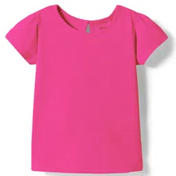 kookie kids india Kookie Kids Cotton Knit Half Sleeves Solid Color T-Shirt - Neon Pink-picture-28
