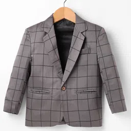 Rikidoos Cotton Full Sleeves Checked Blazer - Dark Grey-picture-25