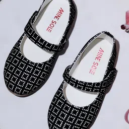 Mine Sole Geometric Printed Mary Jane Ballerinas - Black & White-picture-18