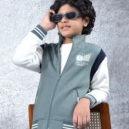 CRIMSOUNE CLUB Cotton Woven Full Sleeves Colour Blocked Light Winter Jacket - Green-picture-13