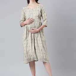 THE MAMA KLUB Printed Fit & Flare Maternity Dresses image 1