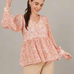 M FASHION Women Floral Printed V-Neck Empire Top image 5