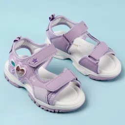 Cute Walk by Babyhug Casual Sandals with Velcro Closure & Heart Applique - Purple image 2