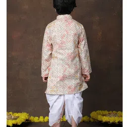 Superminis Cotton Woven Full Sleeves Abstract Printed & Sequins Embellished Dhoti Kurta Set - Peach image 3