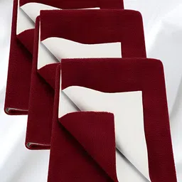 GRISHVA 3 Pieces Maroon Solid Cotton Water Resistant Mattress Protector-image-0