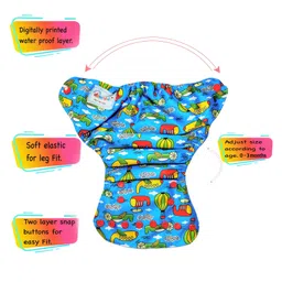 Dumbledo Premium Newborn Cloth Diaper with Integrated Cotton Insert - Antibacterial, Hypoallergenic, Smell-Free - Adjustable Fit for 0 to 6 months, Pack of 1 image 3