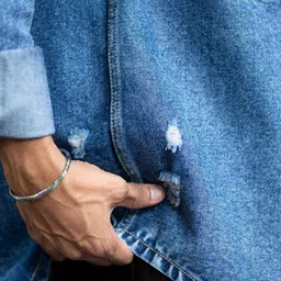 Powerlook Men Faded Cotton Denim Casual Overshirt image 5