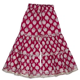 aatya kiids AATYA by Shruti Agarwal Cotton Three Fourth Sleeves Floral Printed & Lace Embellished Kurta With Sharara - Maroon image 5