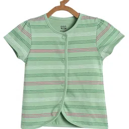 MINI KLUB Cotton Knit Pack Of 3 Half Sleeves Lemons Printed & Striped Jhablas - Multi Colour image 5