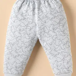 Ollypop Fleece Knit Full Sleeves Bear Printed Front Open Winter Night Suit - Light Blue image 4