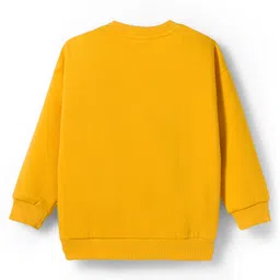 Mark & Mia Fleece Knit Full Sleeves Oversize Winter Wear Sweatshirt & Joggers Set with Bear Applique - Yellow & Brown image 3