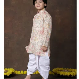 Superminis Cotton Woven Full Sleeves Abstract Printed & Sequins Embellished Dhoti Kurta Set - Peach image 5