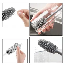 Joy Buzz Fruit And Food Nibbler & Silicone Spoon Food Feeder And Bottle Cleaning Brush - Pack of 3 image 4