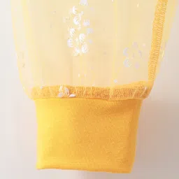 Kookie Kids  Full Length Lounge Pant Floral Printed with Mesh Detailing - Yellow image 5