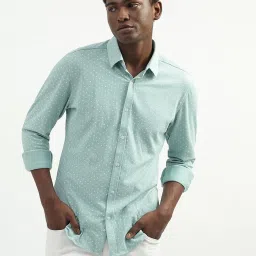 united colors of benetton Cotton Blend Printed Spread Collar Mens Shirts image 1