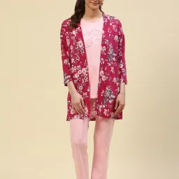 Monte Carlo Pink Printed T-Shirt With Pyjamas & Shrug image 1