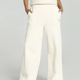 Puma Off-White Cotton Textured Pattern Sports Track Pants-image-0