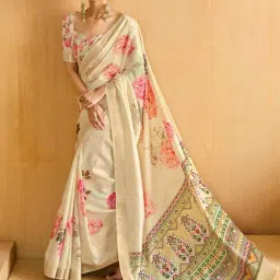 Saree Mall Beige Woven Sarees With Unstitched Blouse-image-24