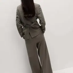 Marks & Spencer Brown Pleated Wide Leg Trousers image 2