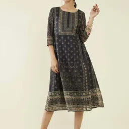 Soch Black Embroidered A-Line Dress image 1