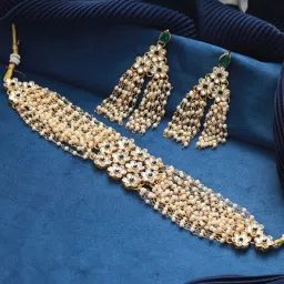 Aatmana Gold-Plated Green Kundan Studded Multilayered Choker Necklace Set image 1