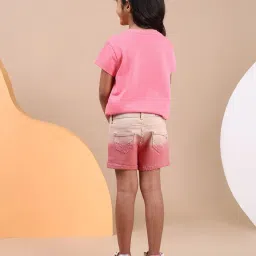 U.S. Polo Assn. Girls Coral & Beige Ombre Denim Shorts image 2