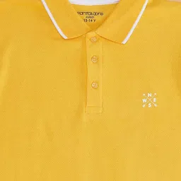 Pantaloons Junior Kids Snapdragon Yellow Cotton Regular Fit Polo T-Shirt image 2