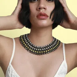 SOHI Yellow Layered Crystal Necklace image 2