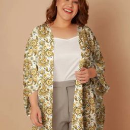 Zink London Off White & Yellow Floral Print Shrug-picture-39