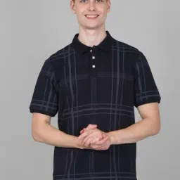 Cantabil Navy Regular Fit Checks Polo T-Shirt-picture-39
