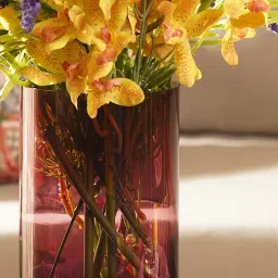 Pure Home and Living Dark Red Glass Cylindrical Vase (Large) image 2