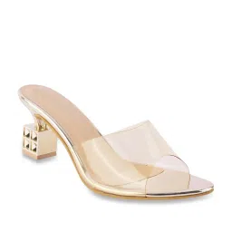 The White Pole Women's Golden Casual Sandals image 2