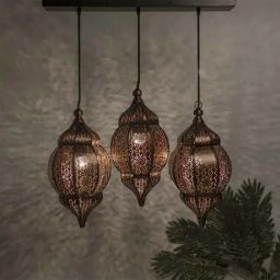 Homesake 3-Lights Linear Cluster Brown Metal Classic Moroccan Orb Pendant Light - Set of 1-picture-20