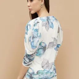 Code By Lifestyle Off White Regular Fit Floral Print Top image 2