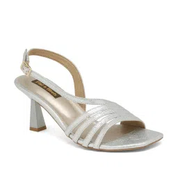 Flat N Heels Women's Silver Back Strap Stilettos image 2