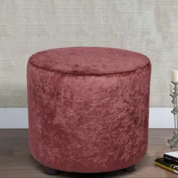 Ikiriya Lisbon Brown Wood Ottoman Sparkle Velvet Finish-image-0