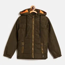 Duke Kids Dark Olive Solid Full Sleeves Jacket-picture-16