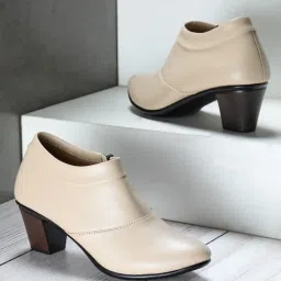 Shezone Women's Cream Casual Booties image 1